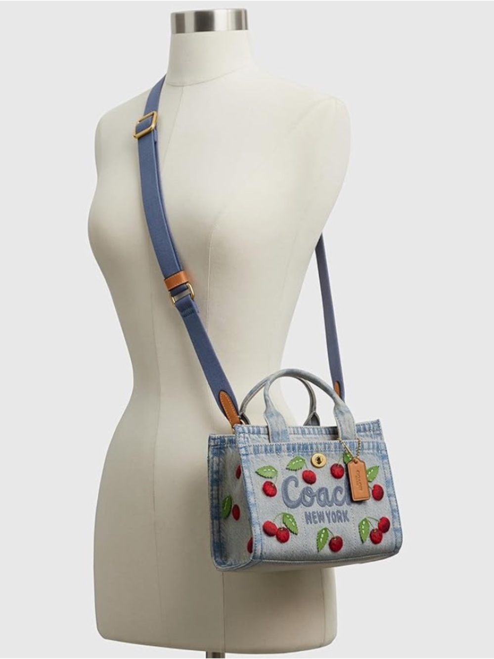COACH BUNDLE: Coach Denim Cherry Embroidered Cargo Tote & Coach Star Crossbody - Picture 7 of 15